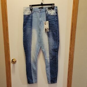 Kendall & Kylie Two-Tone Blue High Rise Jeans. The Ultra Babe Skinny